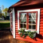 Pavillon 14.9 Fenster mit Blumenkasten von Außen
