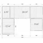 Tiny Haus 51qm U-Form Raumaufteilung