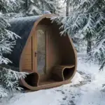 Camping Pod Oval im Schnee