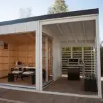 Tinyhaus 3x3m mit Grill Ansicht Total offene Tür