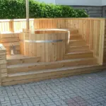 Badezuber mit Innenofen Holzverkleidung
