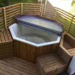 Badezuber 6 Personen Weiß mit Abdeckung