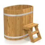 Holzbadefass Oval ohne Ofen mit Treppe einfach