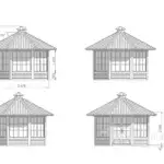 Pavillon 10 m² Maßblatt 4 Ansichten
