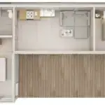 Tiny Haus 42qm L-Form Freigestellt Innenansicht