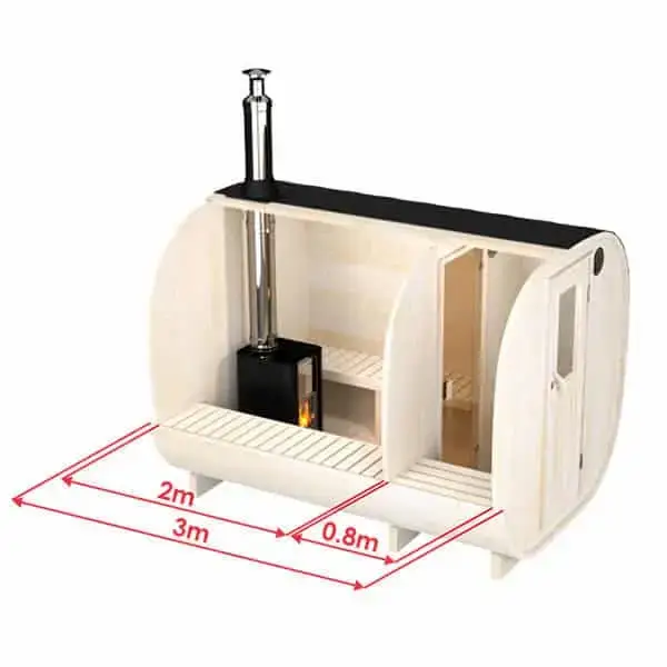 Quadro Sauna 3m für 4 Personen mit Vorraum