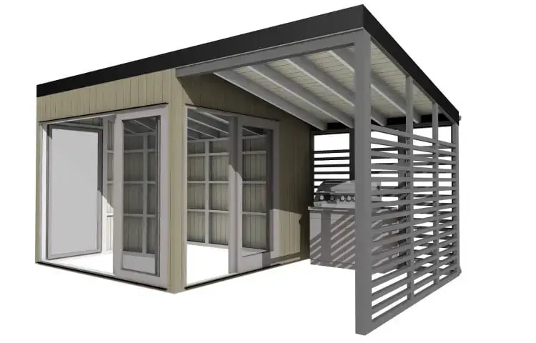 Tiny House 3.0×3.0 mit 2.0X3.0 Grillverlängerung
