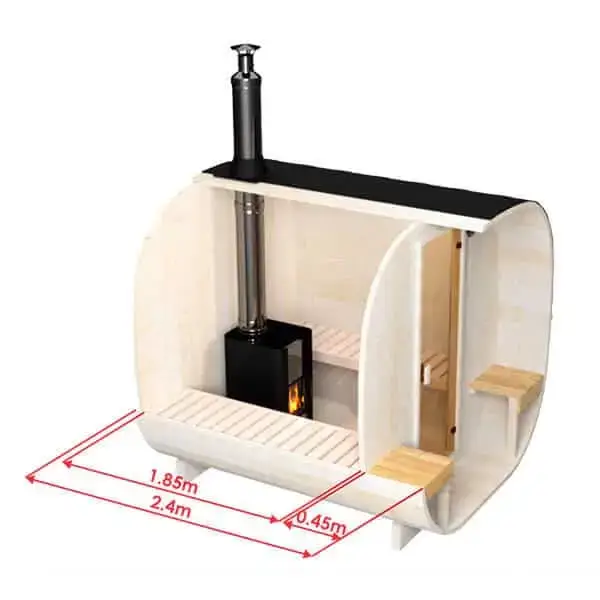 Quadro Sauna 2.4m für 4 Personen mit Sitze Außen